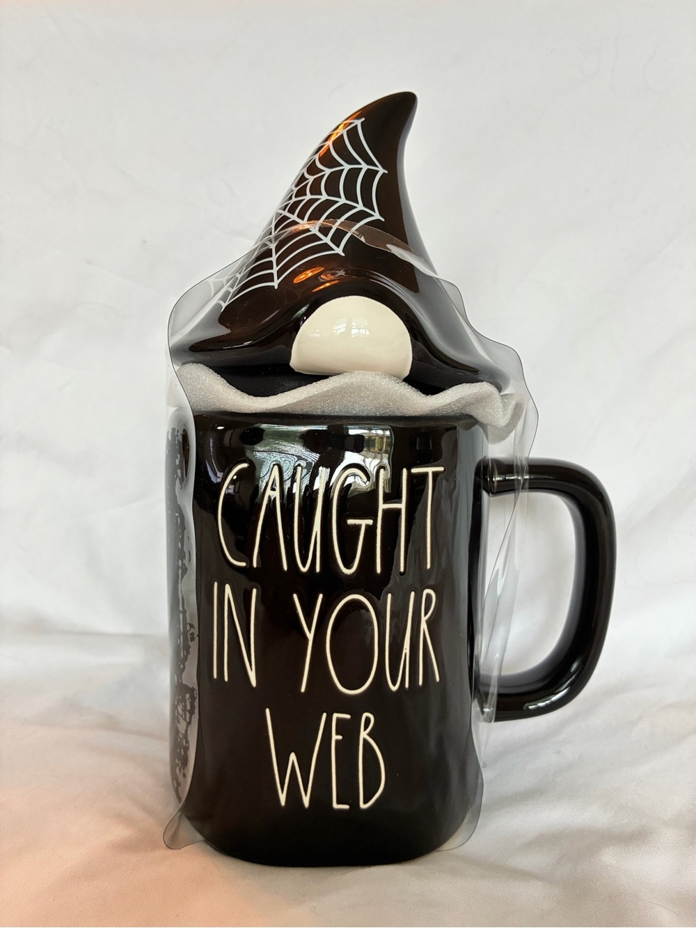 Rae Dunn Black Halloween Caught In Your Web Ceramic Mug